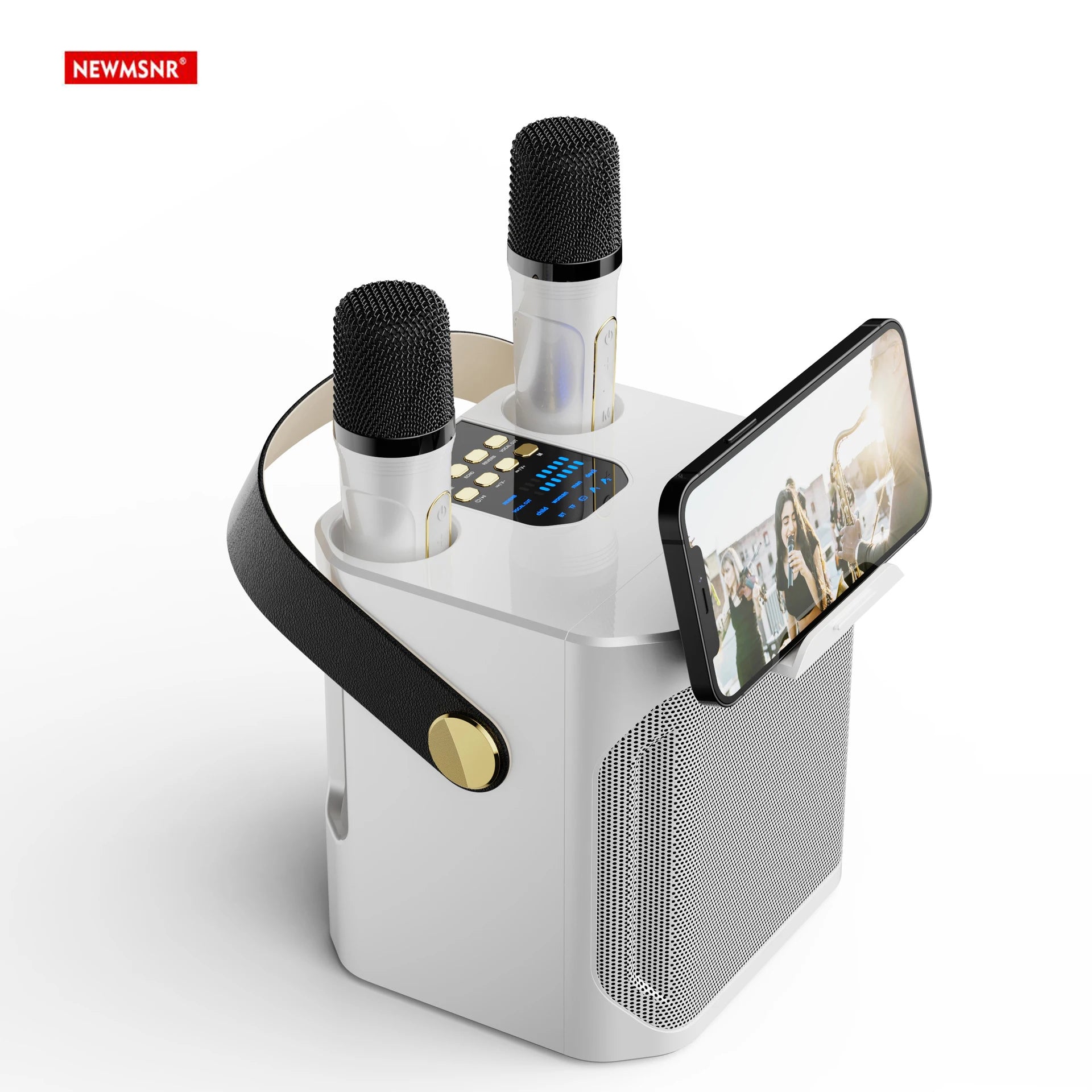 High Power Karaoke Bluetooth Speaker Portable 360 Stereo Surround Waterproof Wireless Subwoofer with 2 Mic Boombox music player