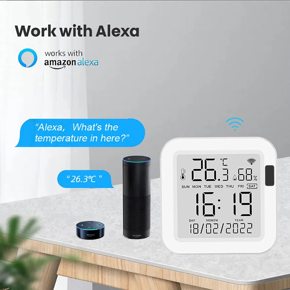Smart Thermometer hygrometer Tuya WiFi Temperature and Humidity Sensor With Backlight APP Remote Control Work with Tuya Alexa