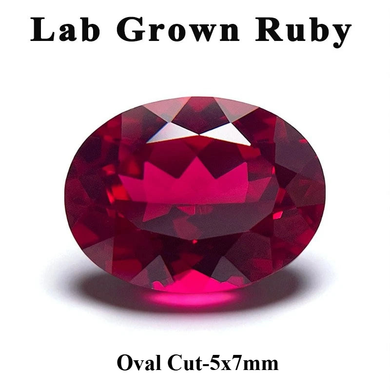 Top Lab Grown Ruby Oval Cut Pigeon Blood Red VVS1 Gemstone For Charms DIY Jewelry Making Selectable Certificate