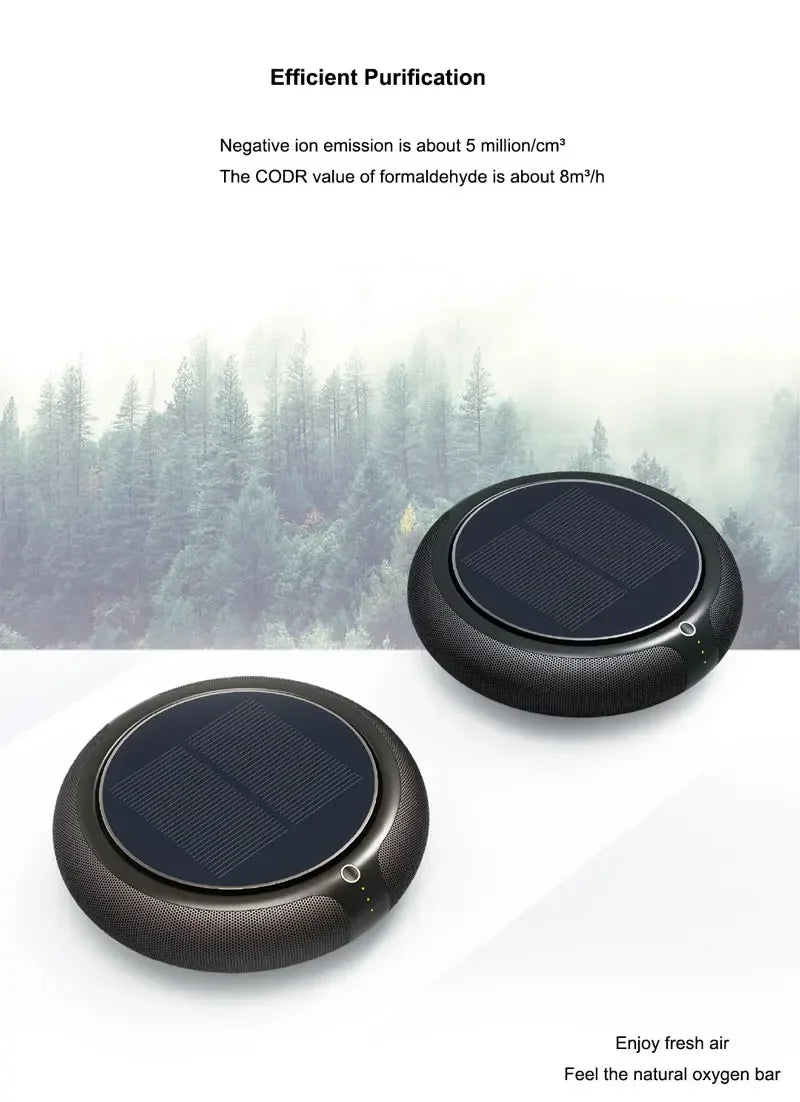Youpin Air Purifier Solar Charging Car Ionizer HEPA Filter Ion Deodorant Car Aroma Machine Air Fresh Usb Rechargeable Home New