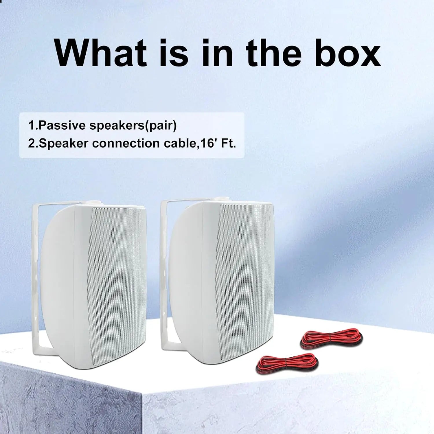 Herdio 2PCS 6.5‘’ 400W Outdoor Passive Speakers Wired Waterproof With Powerful Bass Wall Mount Speakers For Patio Poolside
