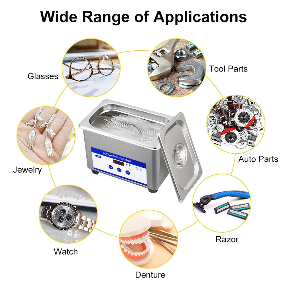Ultrasonic Cleaner Ultrasound Jewelry Glasses Cleaning Machine 40kHZ High Frequency Ultrasonic Washing Bath for Glasses Jewelry