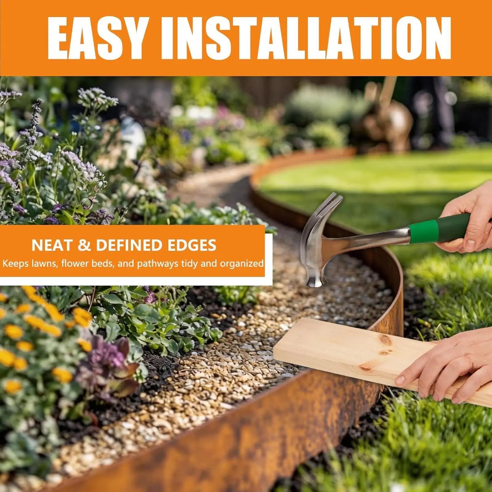 Garden Border Lawn Edging Multi Edge Modern Tall Metal Steel Edge Weathering Resistant Steel for Greenhouse Garden Yard Patio