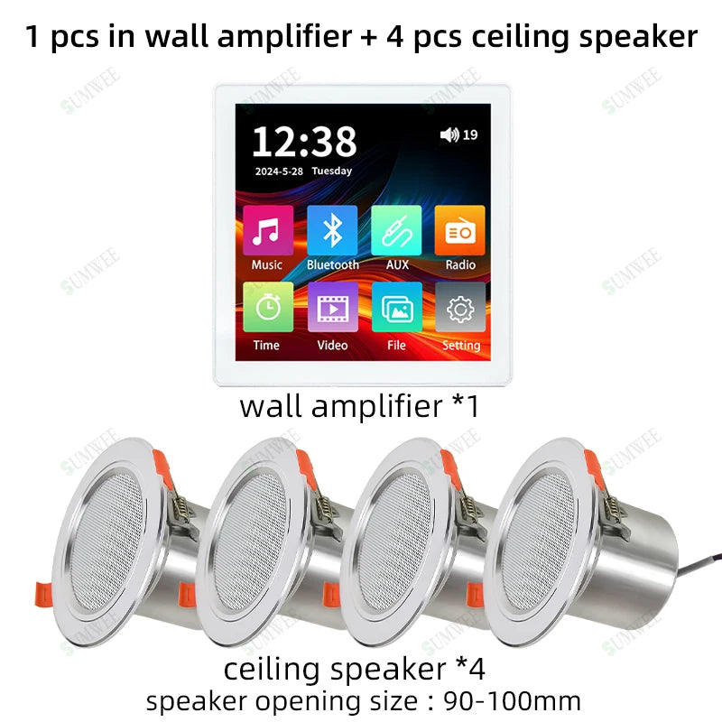 Audio power Amplifiers bluetooths touch screen Background music controller AUX FM Radio home theater systems sound control panel