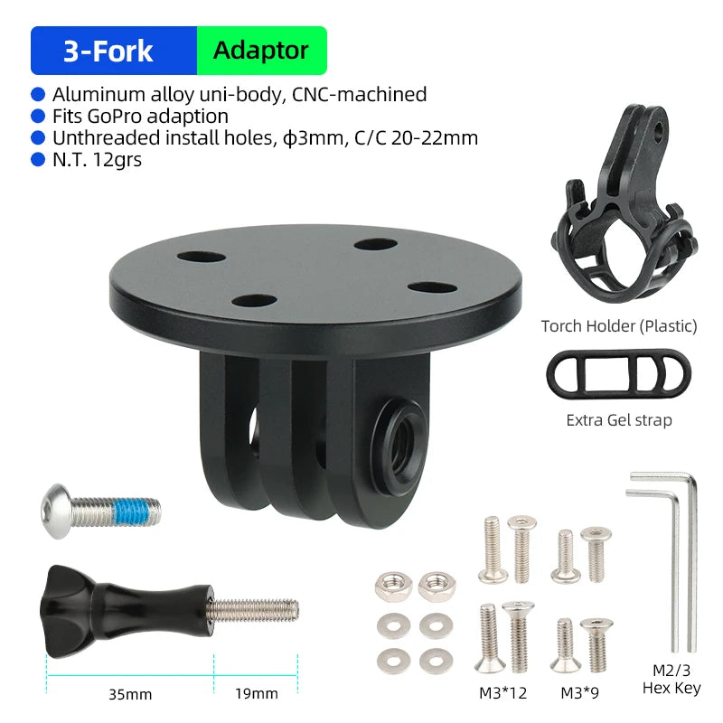 CNC-machined Alloy Connector for Wahoo Computer Stand Vertical Horizontal Mount Adaption Optional Countersunk or Flat Head Bolts