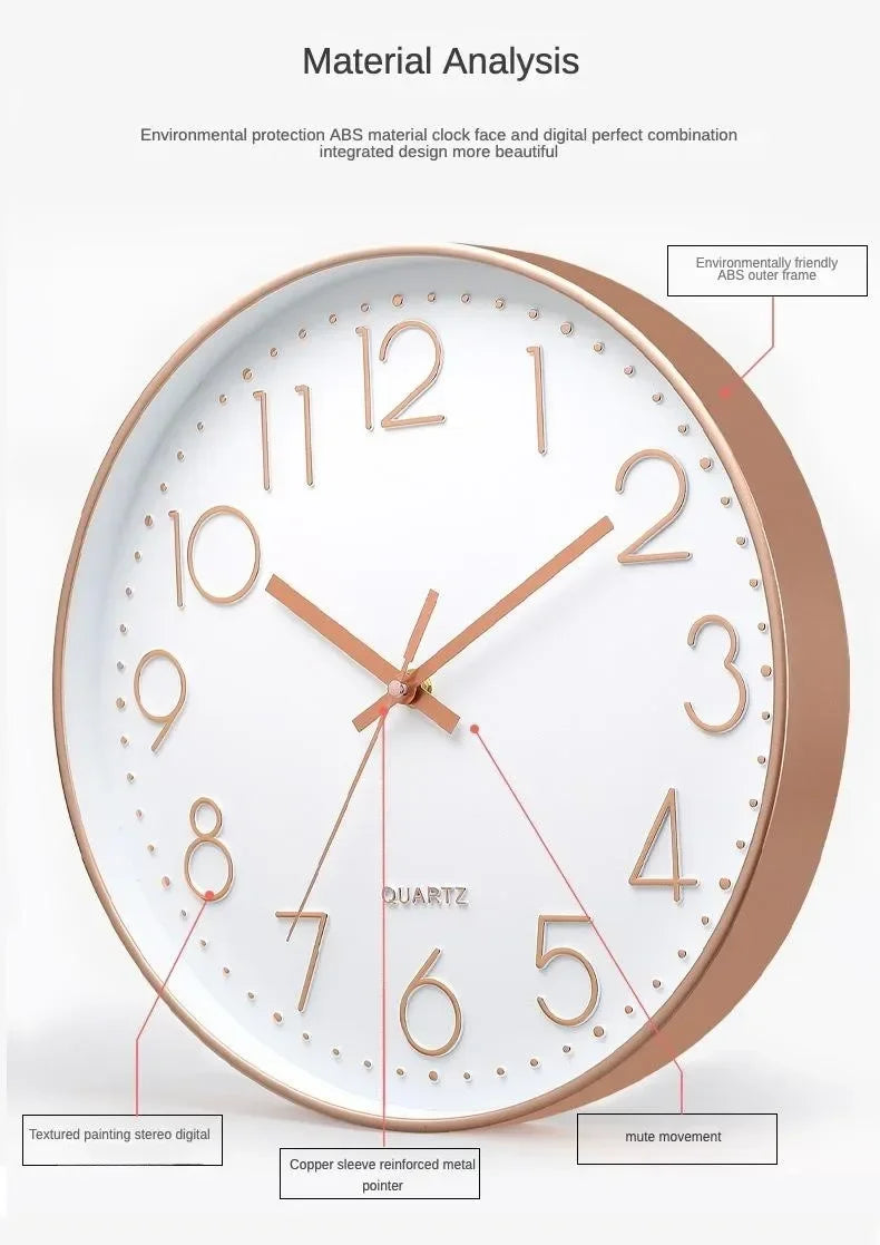 Round Wall Clock, Modern Silent 8 Inch Wall Clock, Quartz Movement Battery Powered, Decorate Home, School, Bedroom, Office