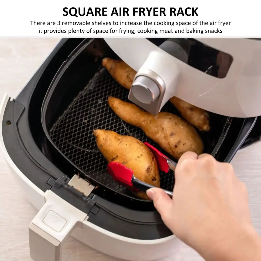 Durable Stackable Air Fryer Rack Non-Stick Stainless Steel Airfryer Tray Grilling Rack Kitchen Gadgets