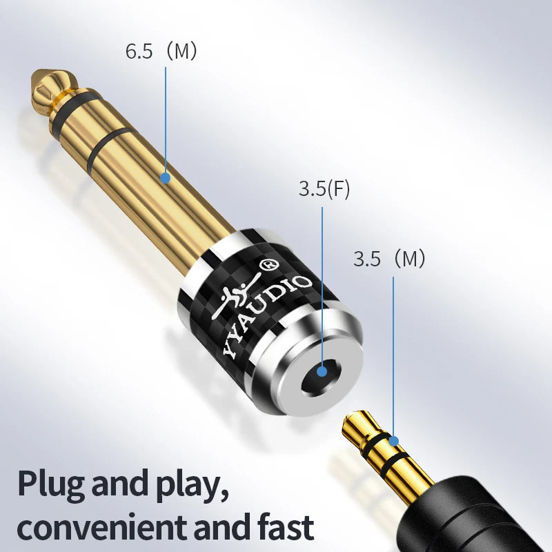 YYAUDIO 6.5mm Male to 3.5mm Female Stereo Audio Adapter for Headphones, Amplifiers and Guitars