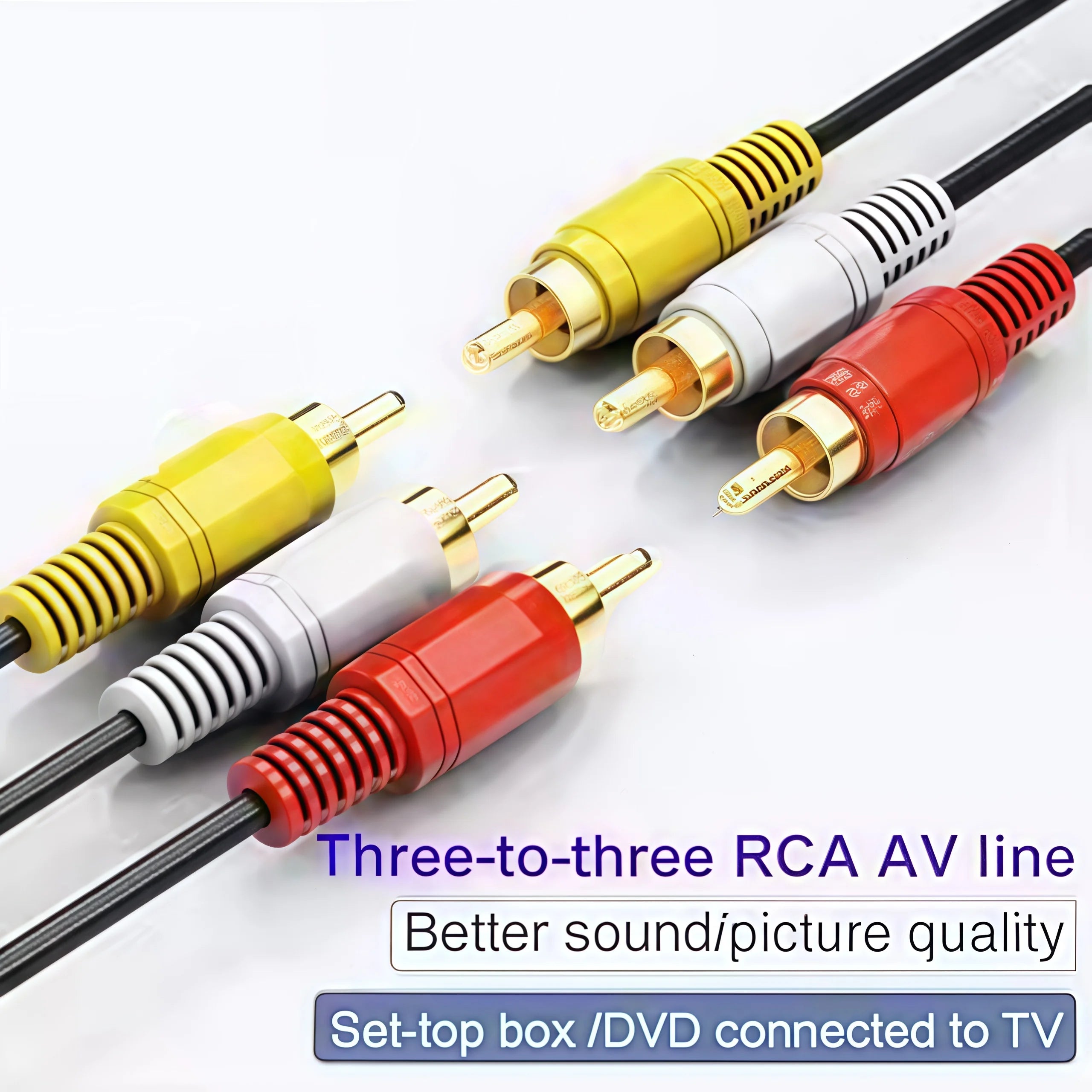 3 RCA to 3 RCA Composite AV Cable - Male to Male Audio Video Cable for TV/DVD/Home Theater (Wholesale Available)