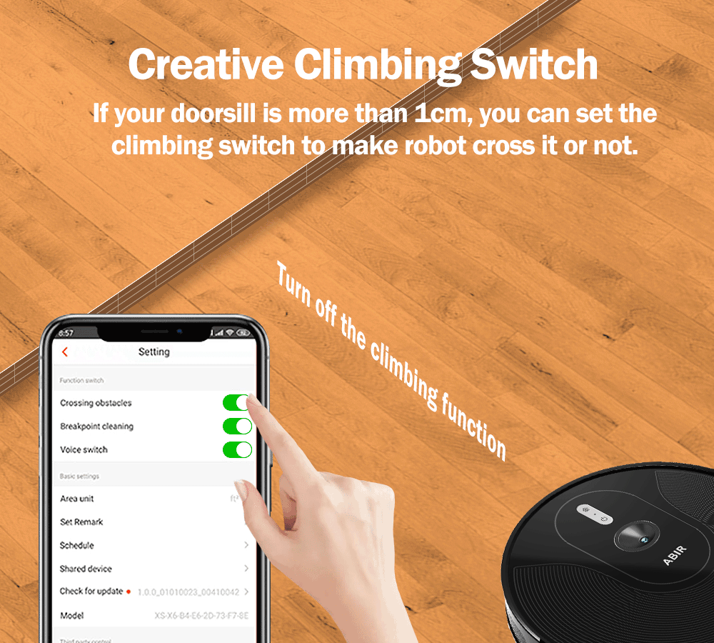 Robot Vacuum Cleaner ABIR X6 ,Visual Navigation,APP Virtual Barrier,6000PA Suction,Smart Home Mop,Floor Carpet Washing Tool