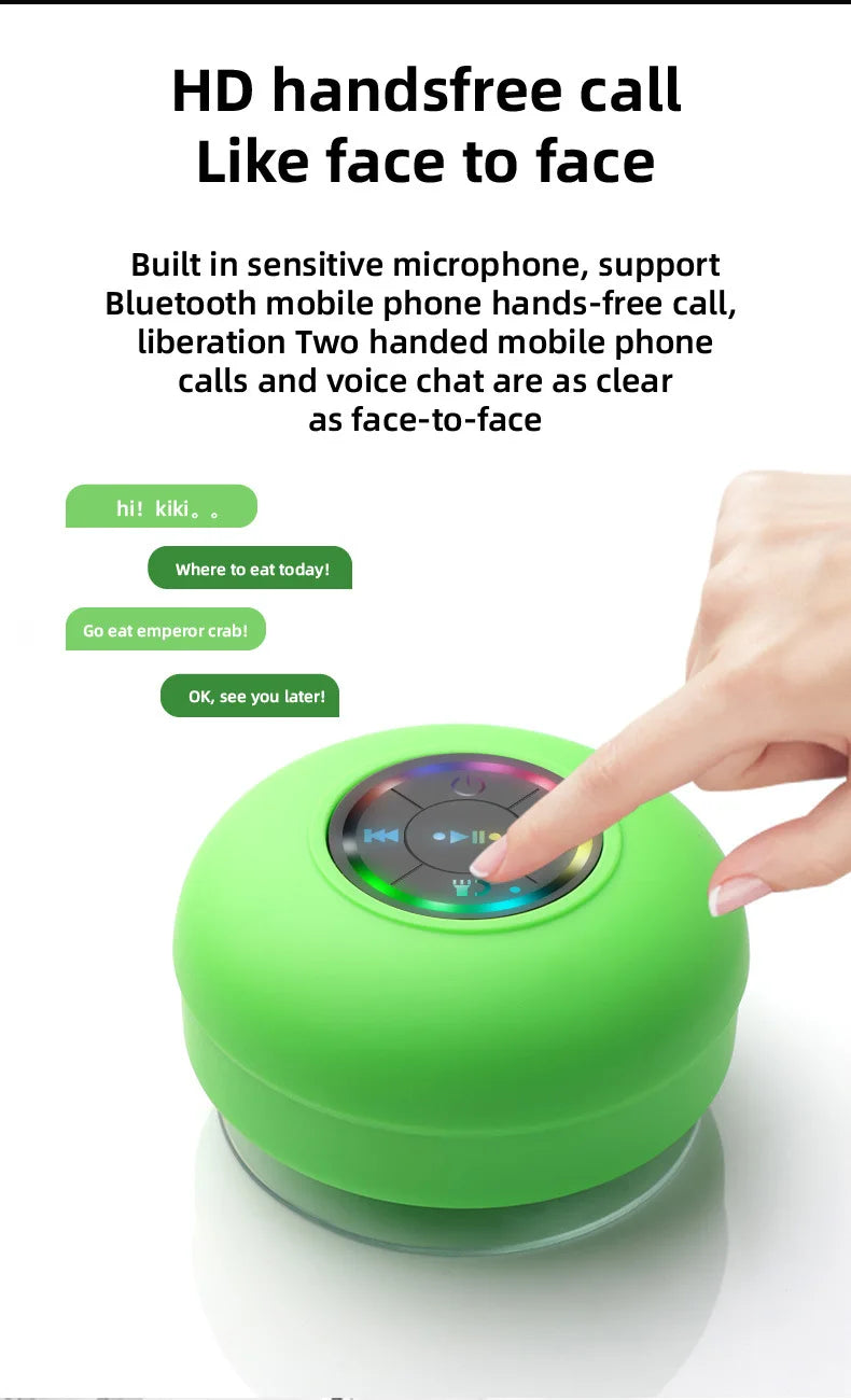 Mini Bluetooth Speaker Waterproof Bathroom Audio Wireless Shower Speakers RGB Light for Phone Soundbar Hand Free Car Loudspeaker