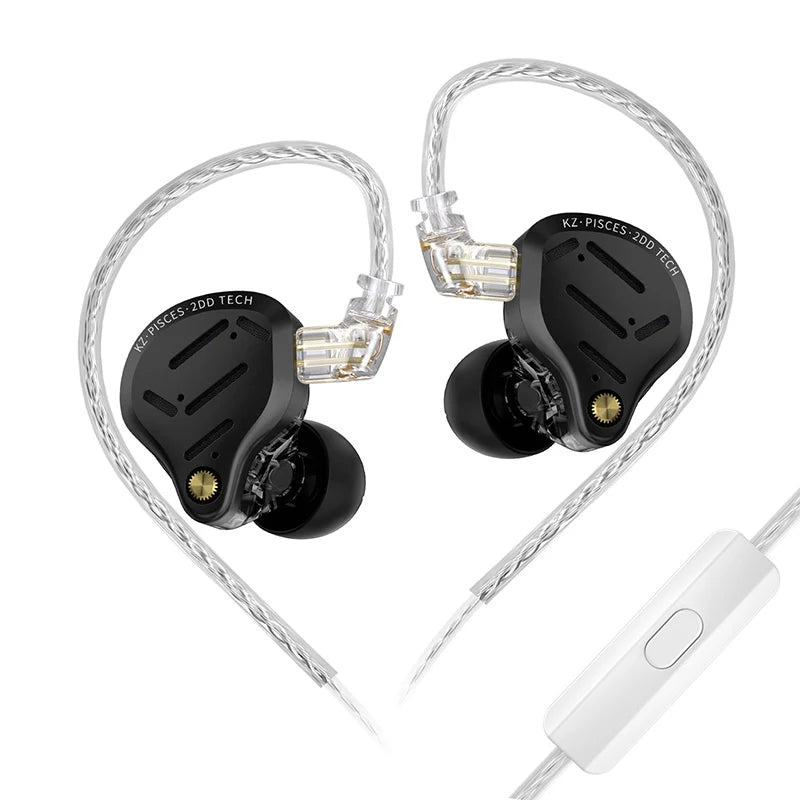 KZ Pisces 2DD Dynamic Drive Earphones Adjustable Earbuds HIFI In Ear Wired Gaming Earphones 2PIN 3.5MM Type-c Plug Cable