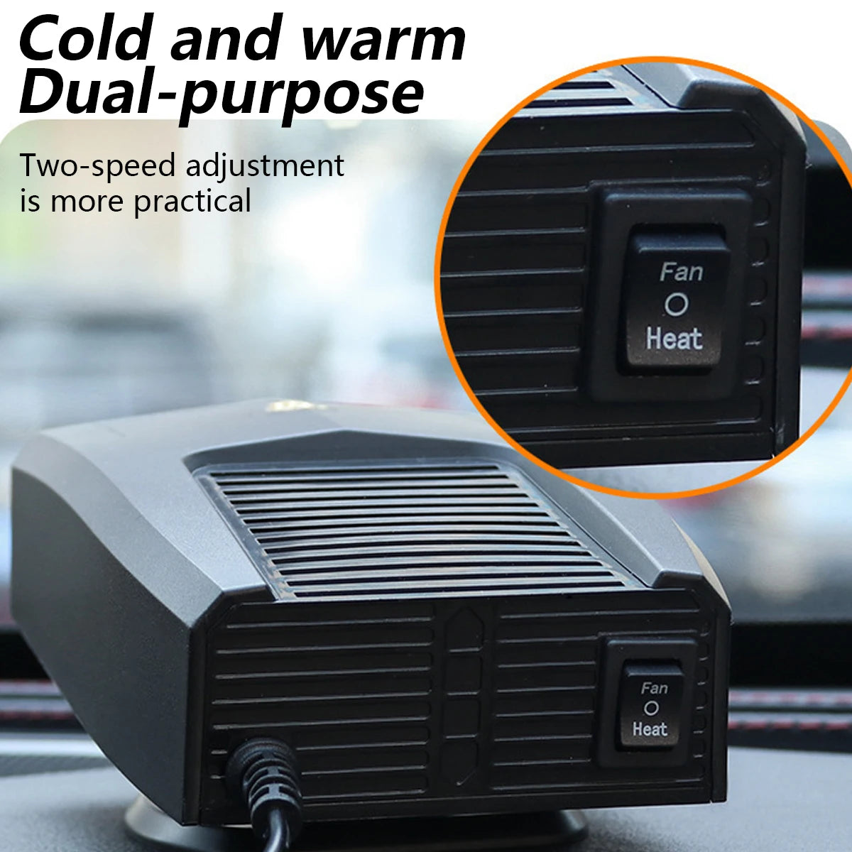 【12V Car Heater 2 in 1】Windshield Fast Heating Defrost Defogger with 360 Degree Rotation for Auto Interior Accessories