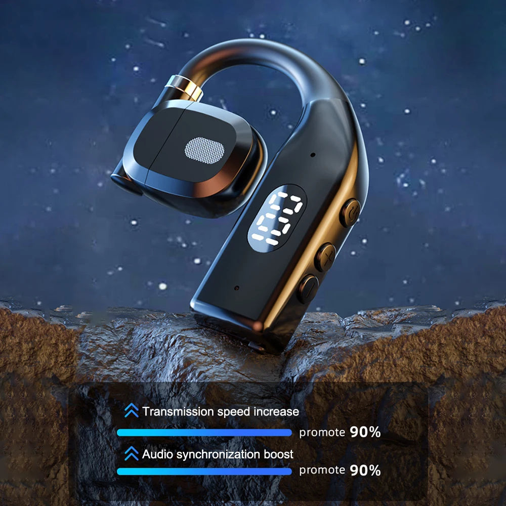 LED Single Earphones Long Standby Business Headphones Waterproof Mono Headset Outdoor Call Bluetooth5.3 Wireless Earbuds
