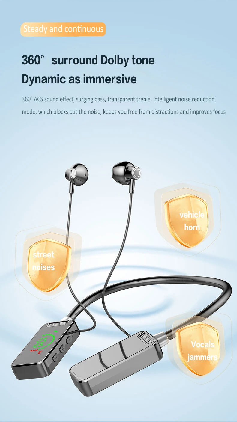Bluetooth Wireless Headphones Bluetooth Neckband Earphones LED Display Hifi 9D Stereo Sports Headset Long PlayTime Handsfree