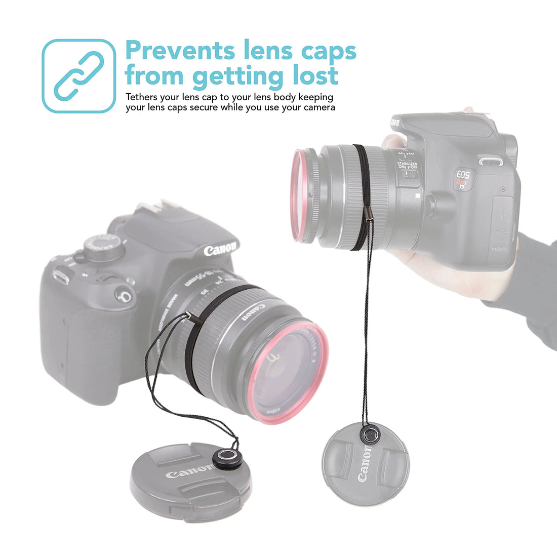 1/3/6 Pcs Camera Lens Cap Leash with Elastic String, Compatible with Universal DSLR SLR Evil Mirrorless Cameras Video (x3)