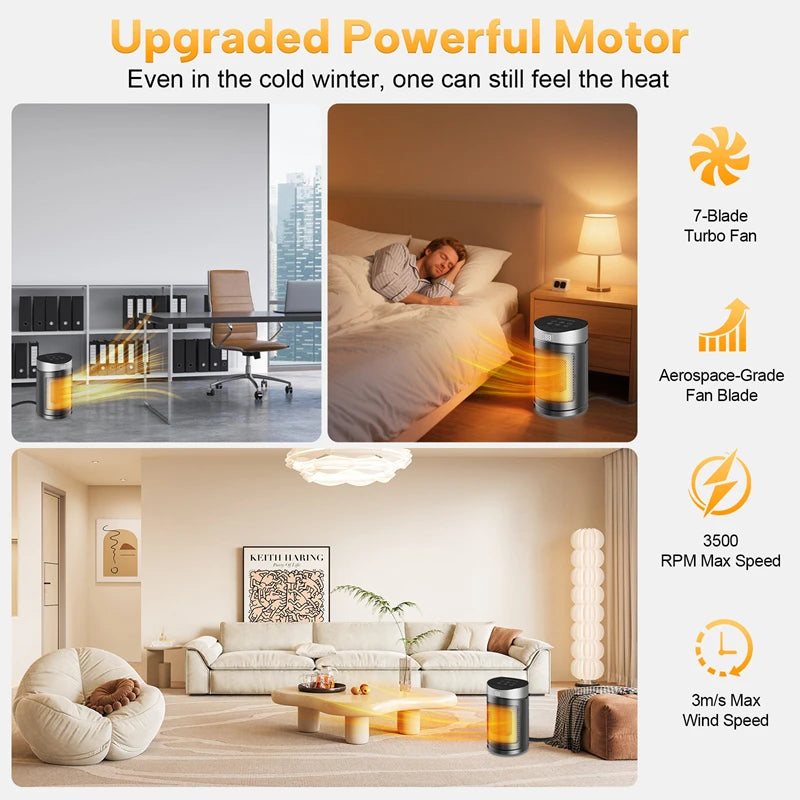 Electric Heater 1500W Space Heater Indoor Energy Saving Hot Air Heater With Remote Control Timer Warmer For Office Home
