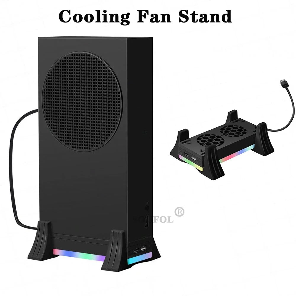 Cooling Vertical Stand 3 Gear Cooler Fan Base with Atmosphere Colorful LED Light Heat Dissipation Dock for Xbox Series S Console