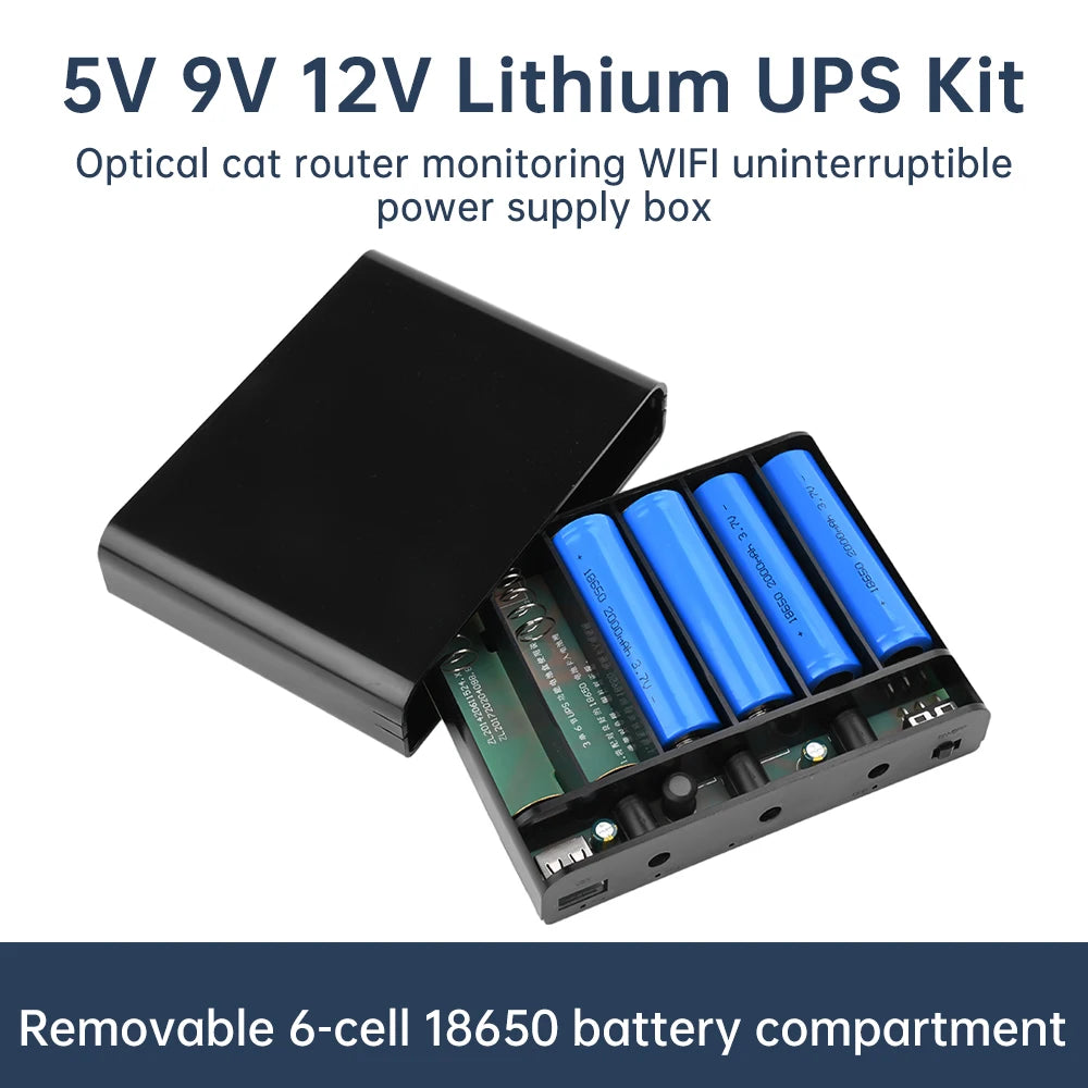 5V9V12V Output Power Bank Box for Cellphone Power Storage Case Tablet Modem 6x/3x 18650 Battery UPS Uninterrupted Power Supply