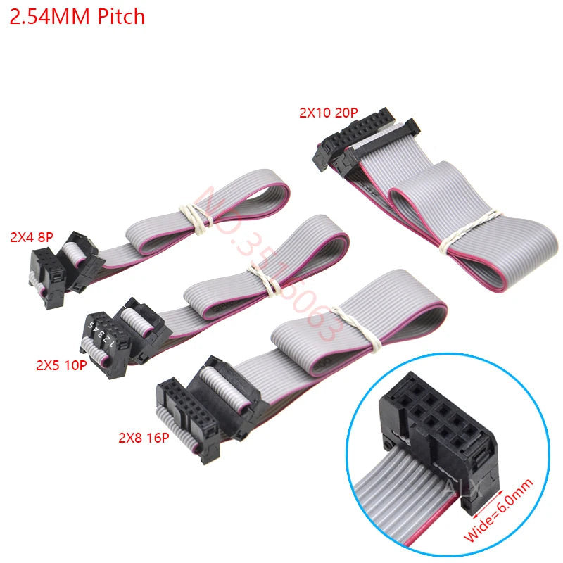 1PCS 1.27MM/2.0MM/2.54MM Pitch FC-6/8/10/16/20/40/50 Pin 20/30/50/CM Gray Flat Ribbon Jtag Isp Download Data Cable 1.27 2.0 2.54