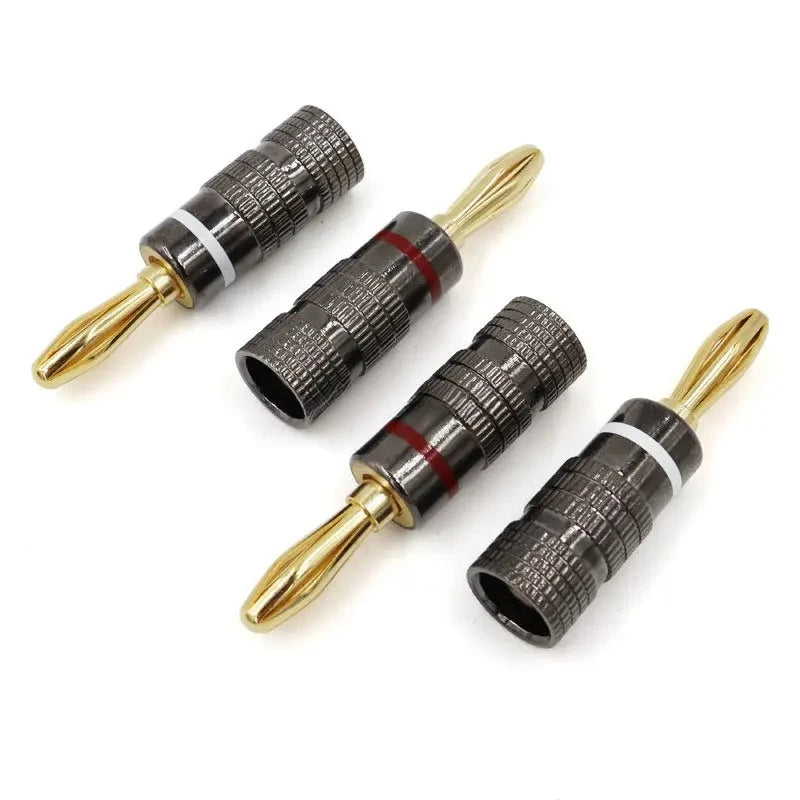 2/6/10/20/50pcs 4mm Banana Plugs Male Connector 24K Gold Plated Hifi Audio Speaker Banana Connectors for Speakers and Amplifiers