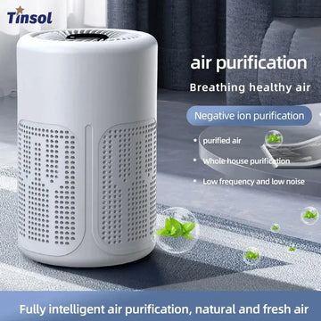TINSOL New Mini Air Purifier HEPA Filter uses negative ion technology to eliminate formaldehyde odors smoke and dust particles