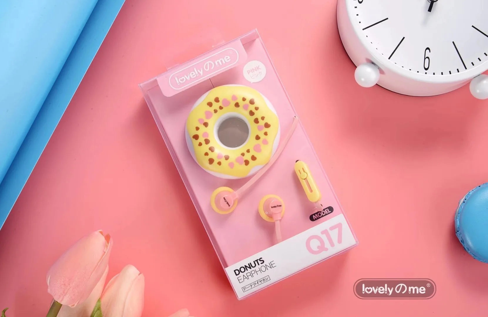  Q17 Macaron Donut Wired Earphones: Cute Cartoon Design & Clear Mic 