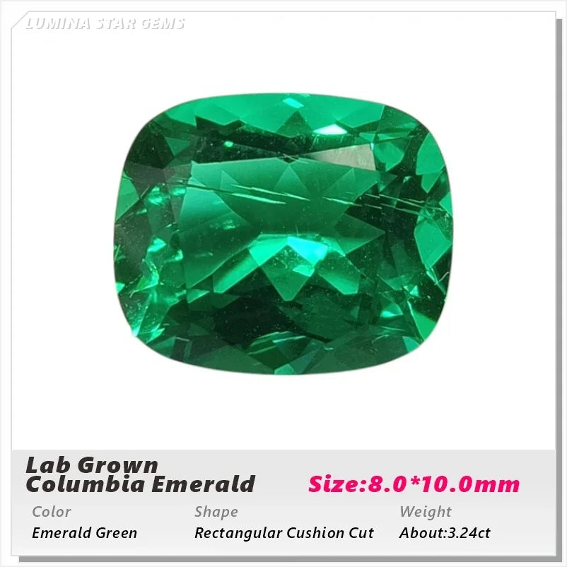Lab Grown Colombian Emerald Stone High Quality Multiple Cuts Available Hydrothermal Hand-cutting Selectable AGL Certificate
