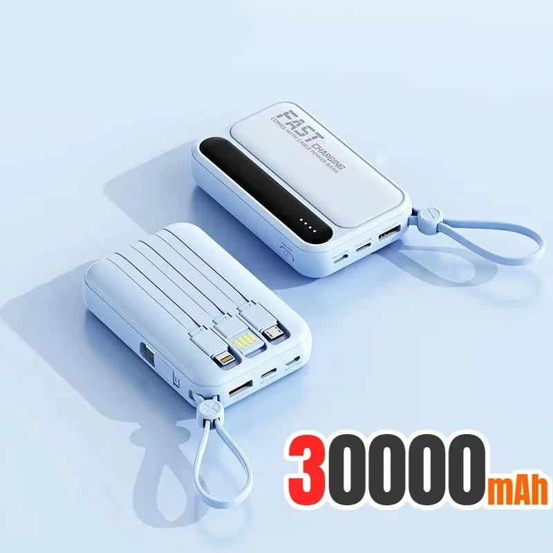 500000mAh Power Bank Large Capacity Built 4 In1 Cables Intelligent Digital Display Portable Battery For iPhone Huawei