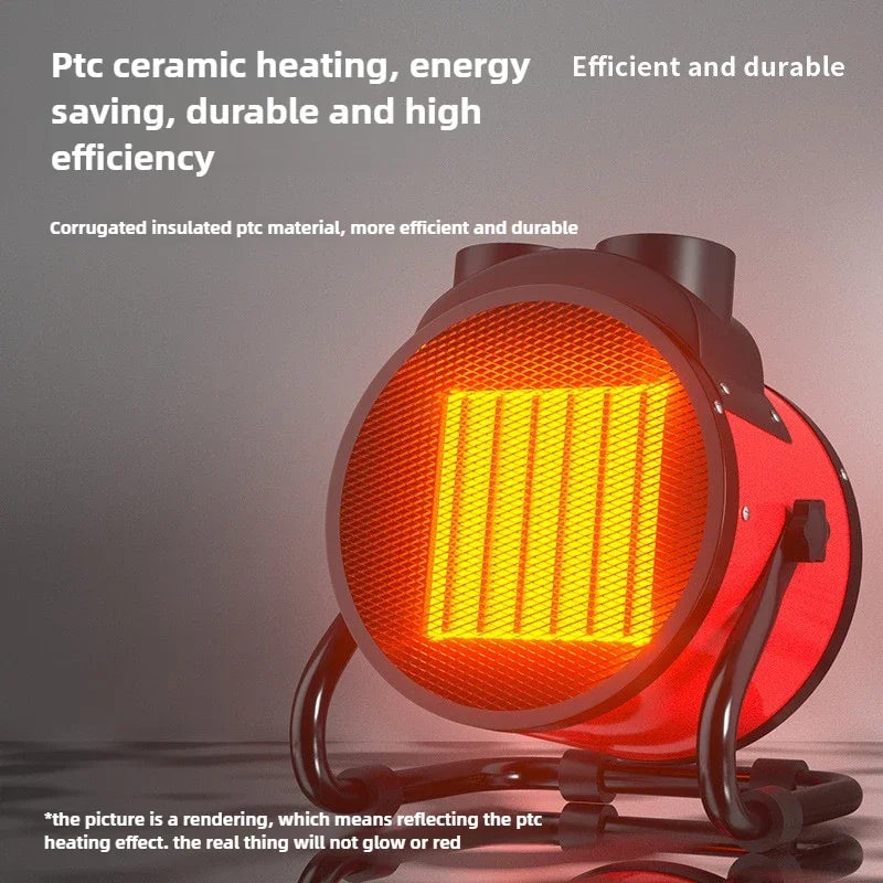 Electric Heating Fan 2000W Portable Space Heater Adjustable Thermostat 2 Heat Settings + Fan Mode Overheat & Tip-Over Protection