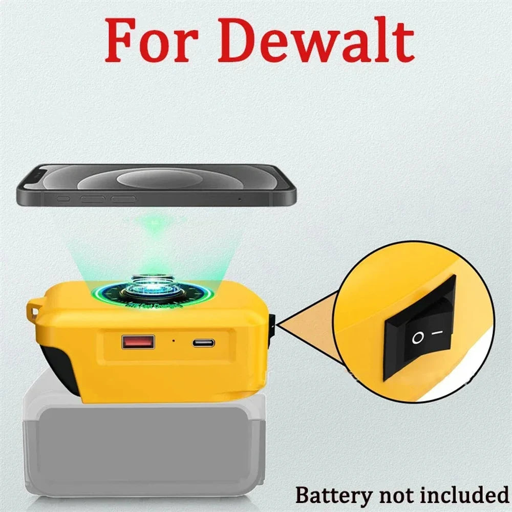 For Makita/Dewalt/Milwaukee 18V 20V Lithium Battery Wireless Charging Adapter Type C USB Charger Adapter Charging for Phone