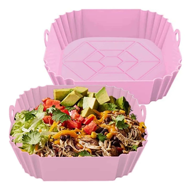 Air Fryer Silicone Liners Air Fryer Silicone Pot Reusable Silicone Air Fryer Liners Food Safe Non Stick Air Fryer Basket Accesso