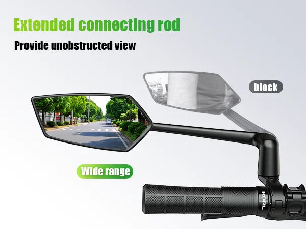 RBRL Bicycle Handlebar Rearview Mirror Automotive-Grade Wide Angle Ultra Clear Bike Mirror 360 Rotatable for Electric Scooter
