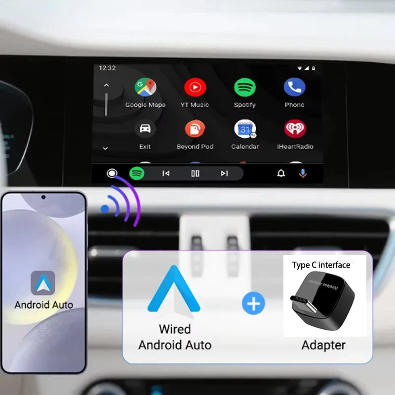 Skilldrive 2025 Upgraded Wireless CarPlay Adapter Wireless Android Auto AI Smart Box Intelligent Systems for Wired CarPlay Car