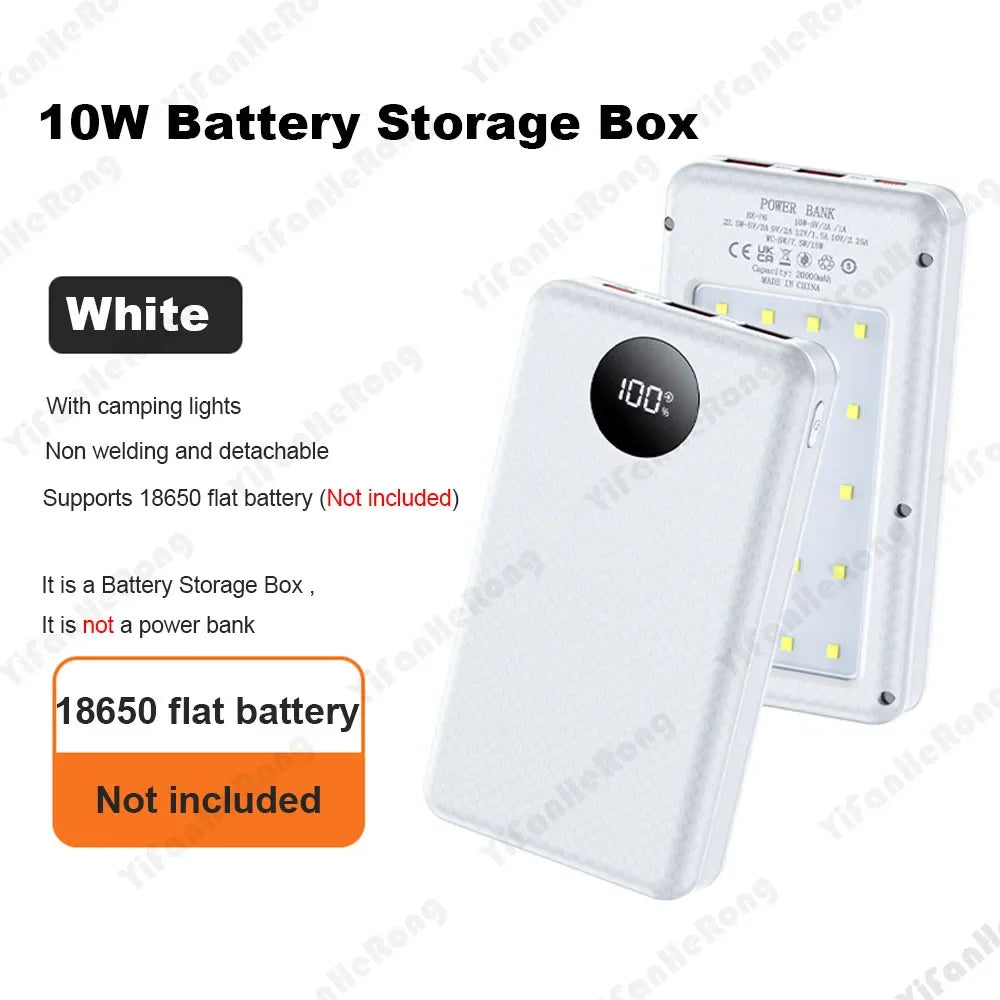 22.5W Wired +15W Wireless External Power Bank Case Battery Charge Storage Box Battery Holder 6*18650 20000mAh Power Bank Case