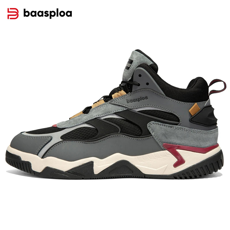 Baasploa Winter Men Shoes Fashion Plush Warm Waterproof Leather Sports Shoes Male Casual Outdoor Non-Slip Lace up Walking Shoes