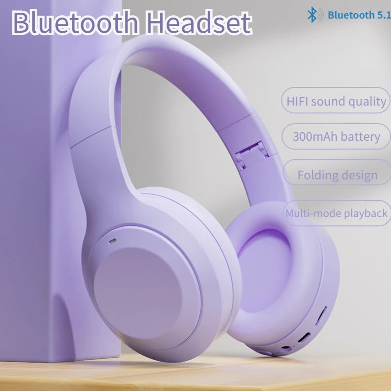 Wireless Headphones Bluetooth 5.1 Over Ear HIFI Stereo Headsets True Active Noise Cancelling Tf Card Support Type-c HD Mic Gifts