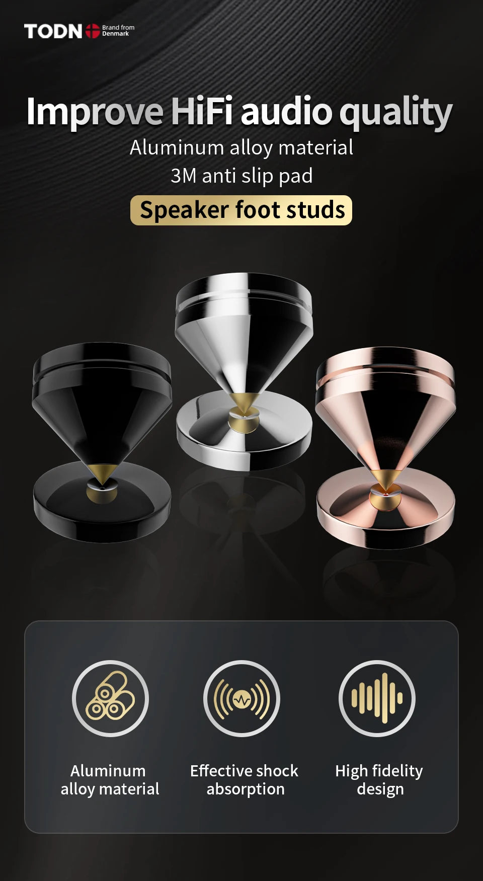 4Sets Speakers Stand Feet Foot Pad Aluminium Alloy Metal Spikes Cone Floor Foot Nail Speaker Noise Nial