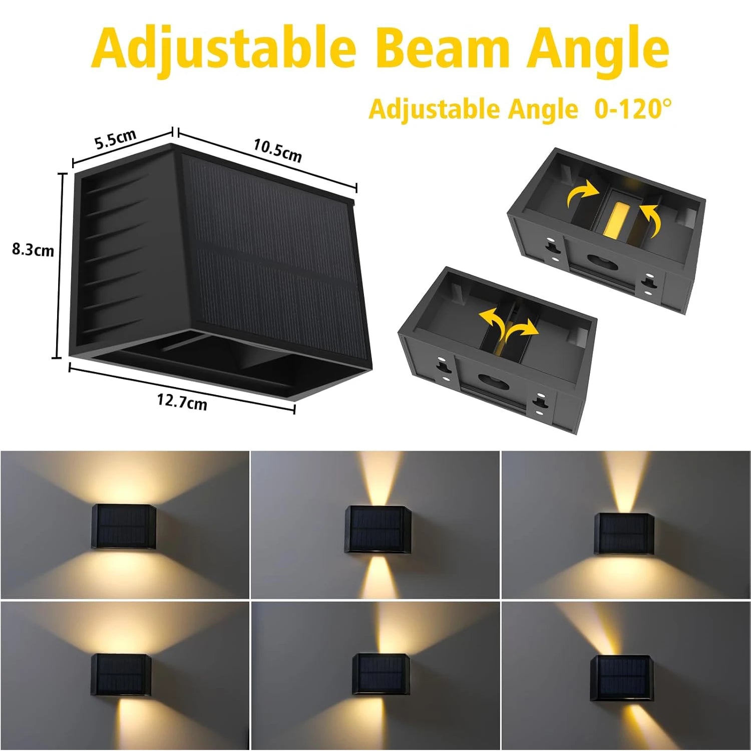 1/2pcs Outdoor Solar Lamp Solar Wall Light Upper and Lower Beam Angles Warm White IP65 Garden Solar Light for Garden Fence Wall