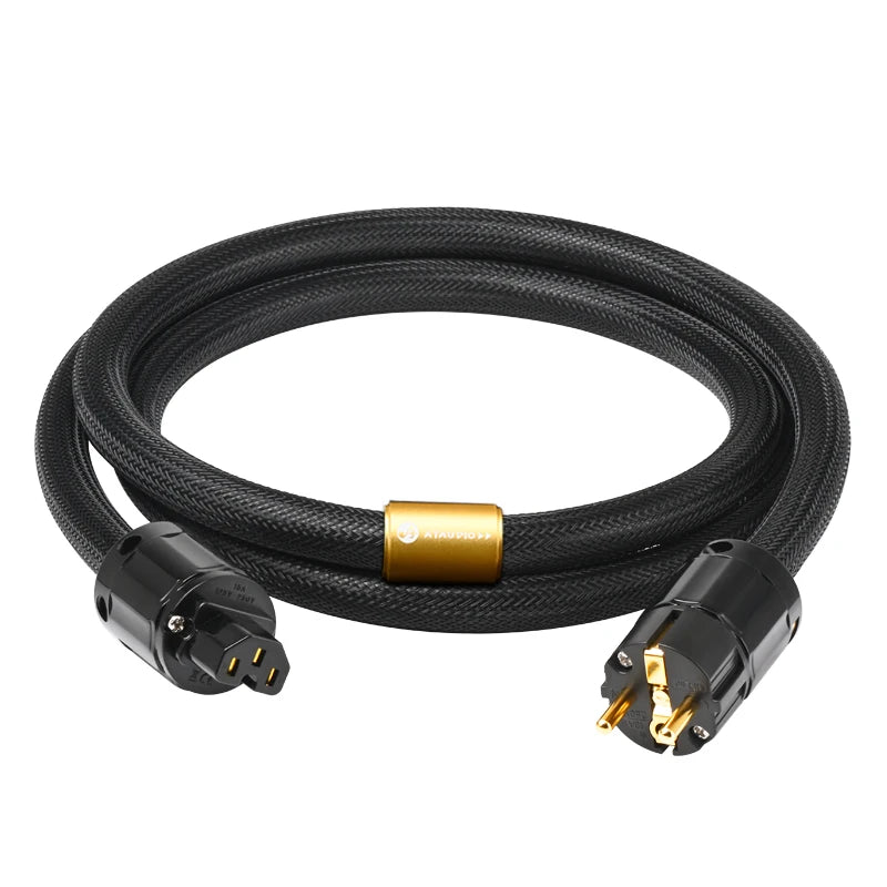 ATAUDIO HiFi EU Power Audio Cable High Quality 6N OFC Double Shielded with Gold-plated Plug AC Power Kabel for Speaker Amplifier