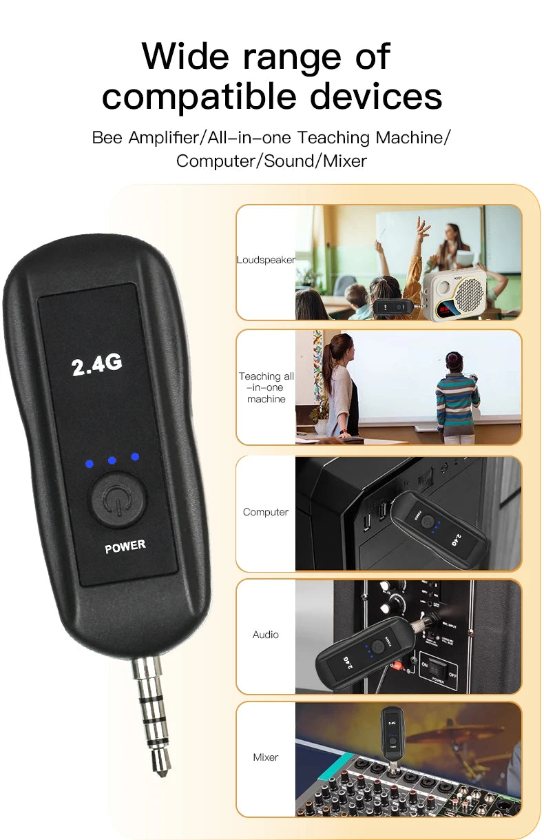 2.4G Head-mounted Wireless Microphones Headset Transmitter with Receiver For Voice Amplifier Speaker Teaching Tour Guide