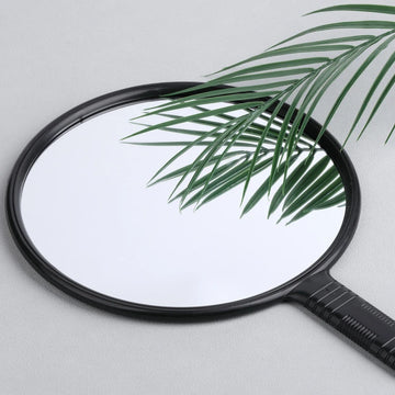 Large-sized Handheld Mirror for Beauty and Hair Care, Round Handle, Makeup and Rearview Mirror
