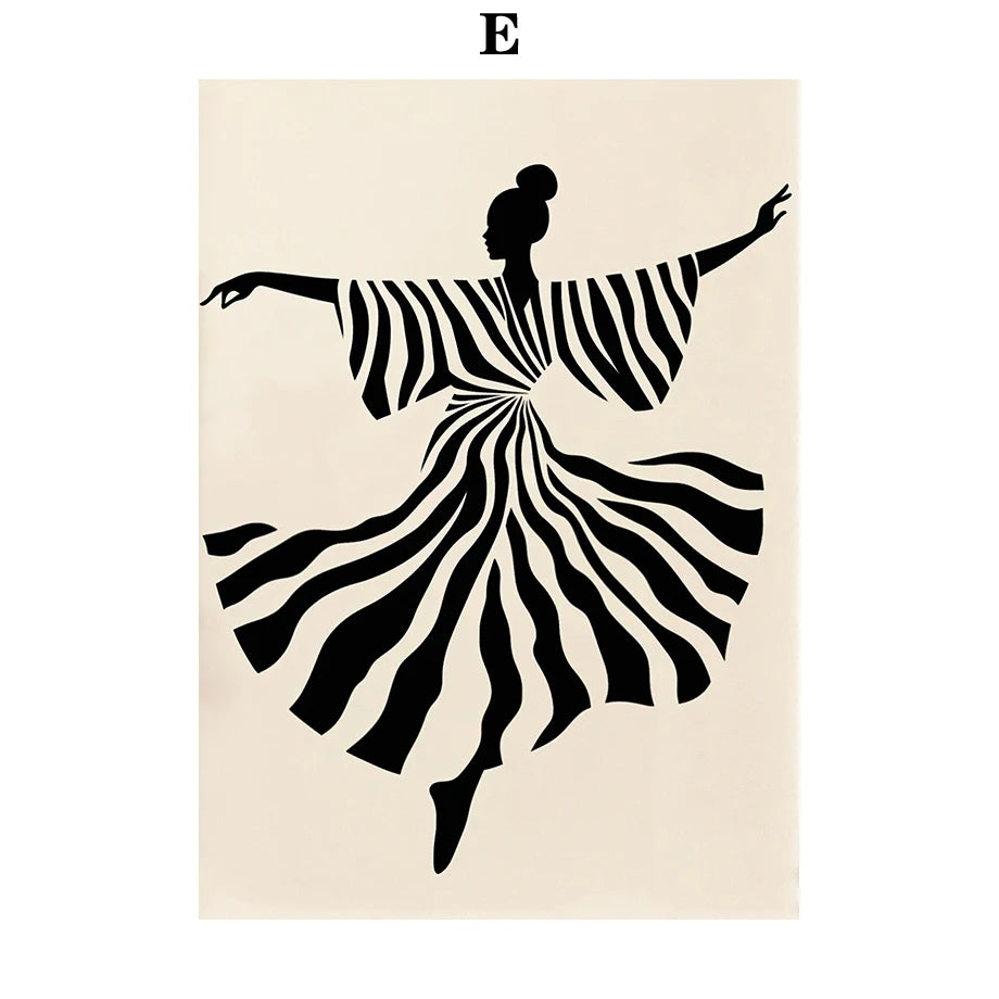 Abstract Dancer Wall Art Modern Women Minimalist Portrait Art Fashion Wall Art Canvas Painting Nordic Poster Room Decor
