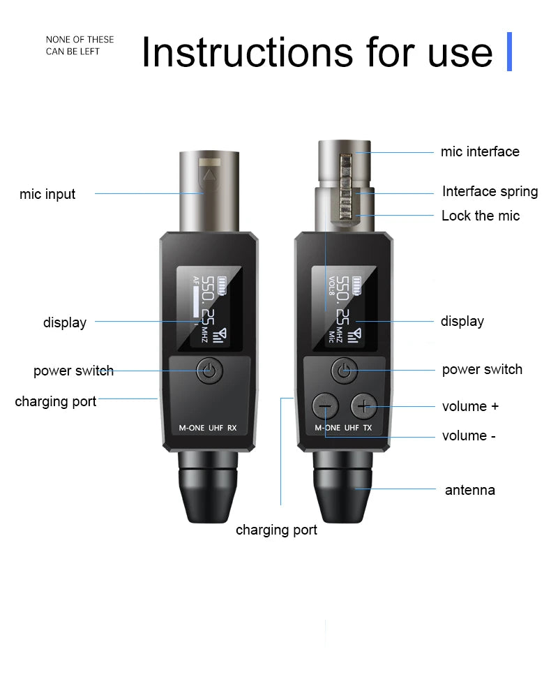 M-ONE UHF Microphones DSP Wired To Wireless System XLR Transmitter Receiver Signal Adapter For Dynamic 48v Condenser Microphone