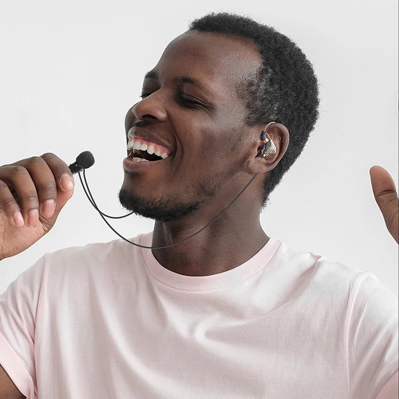 Wired HiFi Headphones with Mini Condenser Microphone Bass Dynamic Earphone Noise-Cancelling Headset for Sports Music Karaoke