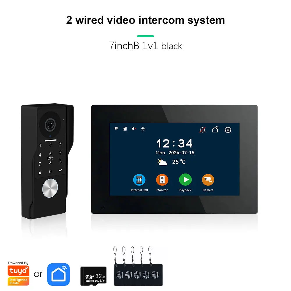 ANJIELO2Wire Digital Video Intercom System TUYA Smart 1080P Doorphone Camera Video Doorbell Support Gate DoorLockRemote Control