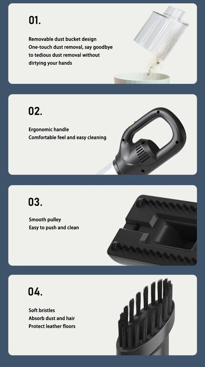 Wireless Handheld Vacuum Cleaner Cordless Handheld Vacuum Chargeable Auto Vacuum for Home & Car & Pet Mini Vacuum Cleaner