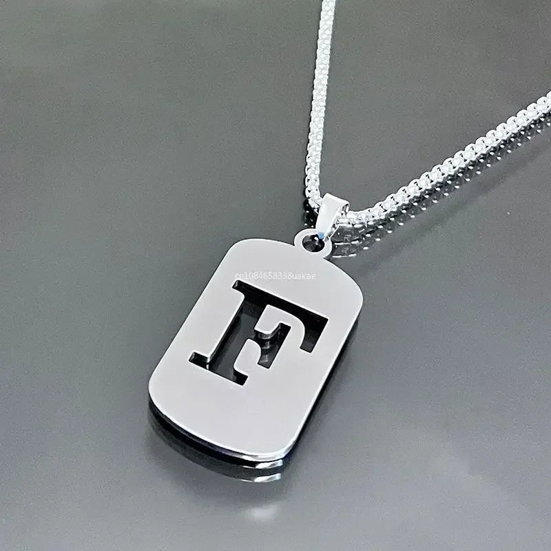 Fashion Punk A-Z Initial Tag Letter Stainless Steel Pendant Necklaces for Men Women Wholesale Jewelry Lot Collar Jewelry Goth