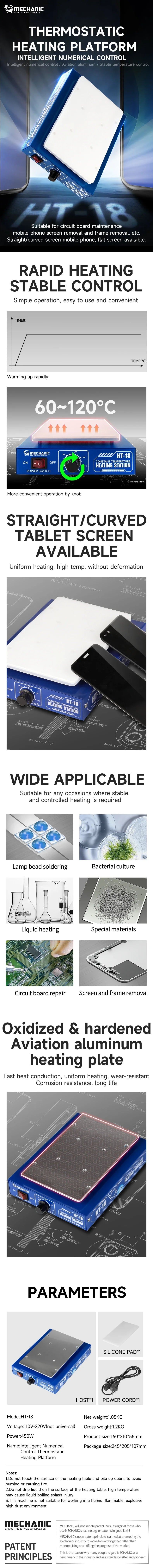 MECHANIC HT18 Smart Digital Heating Platform Thermostatic Control for Screen Removal Welding Circuit Repair Heating Application