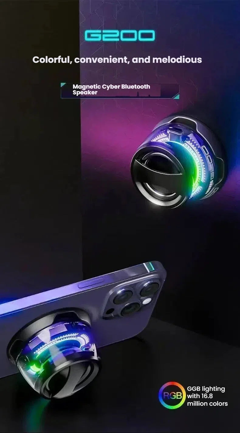 Portable Bluetooth Speaker HECATE G200 RGB Lighting Magnetic Speaker BT5.3 Mini Sound Box 7 Hours Playback Phone Holder